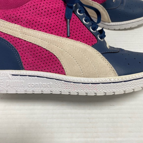 Puma Sky Hidden Wedge High Top Sneakers Pink Navy Women 8 Streetwear Color Block - Picture 5 of 12